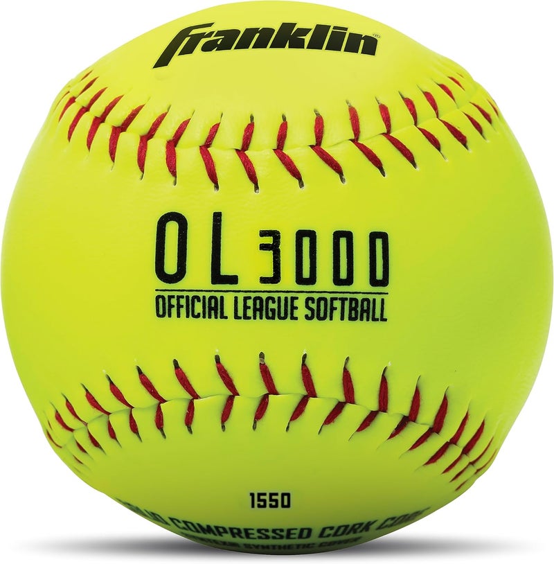 Franklin Sports Official Game Softballs - OL3000 Fastpitch 12" Inch Yellow Softballs - Official Size + Weight Tournament Balls for Practice + Games - 1 Softball - Image 1
